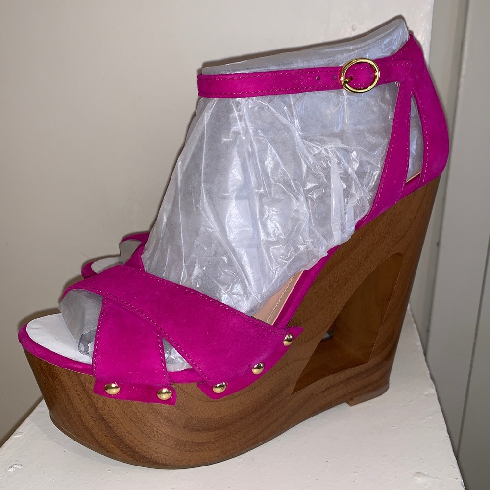 Jessica Simpson ‘Niki’ Wedge Sandals in Pink Suede